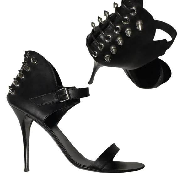 GIUSEPPE ZANOTTILeather Stiletto Sandals High Heel Pump Shoe Spikes Studs